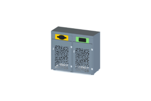 L’abri à conteneur double flux en métal allie design, sécurité et fonctionnalité, avec un opercule personnalisable pour le dépôt des déchets, une plaque en polycarbonate transparente pour empêcher l’intrusion des rongeurs, des charnières en inox robustes et une découpe laser sur mesure, offrant une capacité optimisée de 2 x 120L pour une gestion efficace et esthétique des déchets.