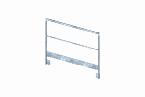 Garde-corps à l’anglaise en acier robuste, fixé en applique sur façade, alliant sécurité et design moderne.